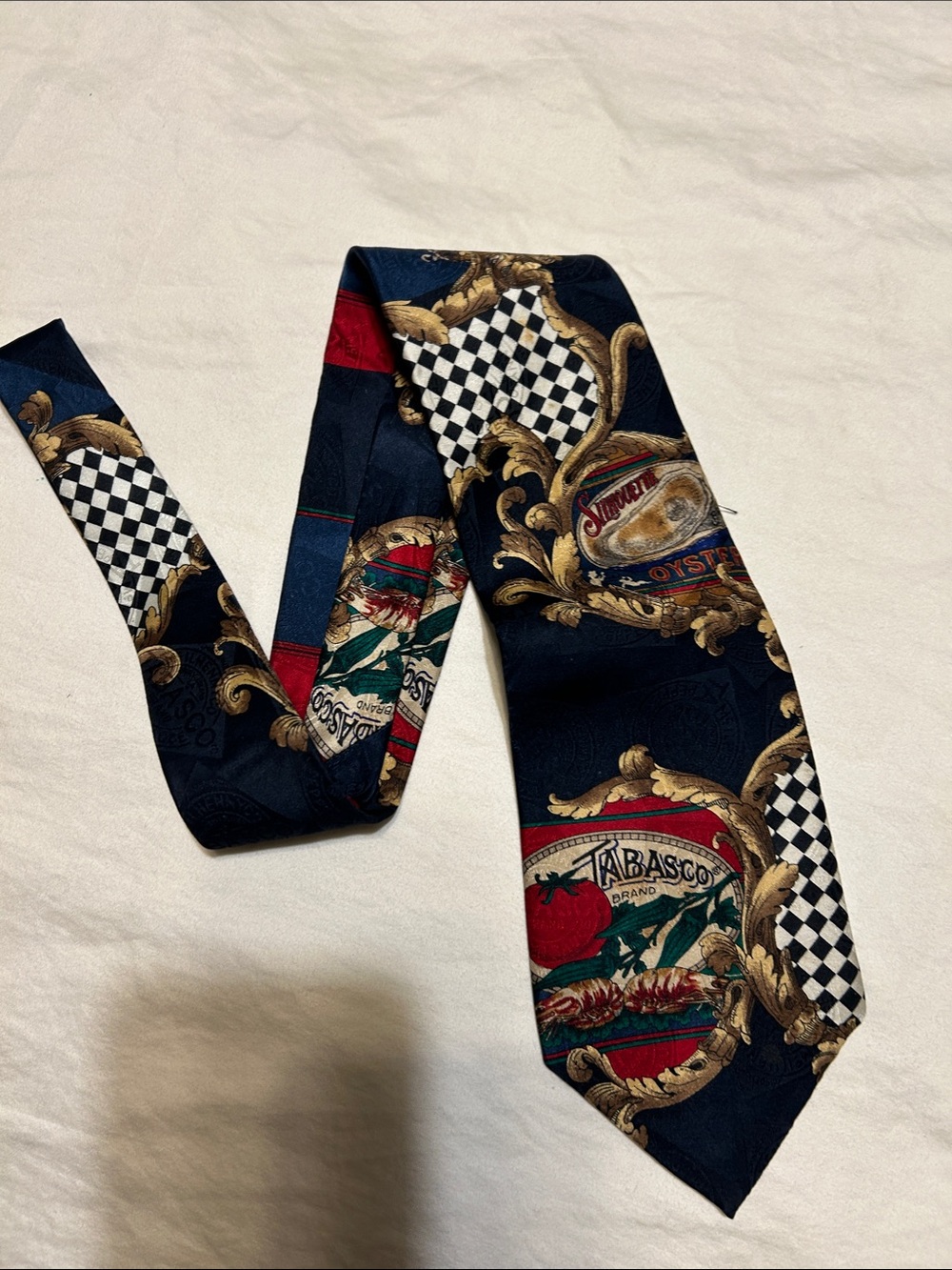 Tabasco Navy Red Black Checkered Novelty Tie